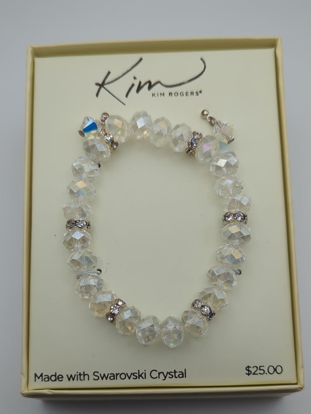 Kim Rogers Iridescent Crystal Stretch Bracelet And Earrings Set